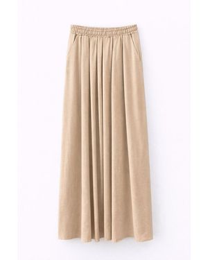 MixRay Hoge Taille Maxi Rok Met Touwtje Taille - Naturel