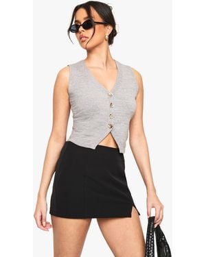 Boohoo Soft Knit Button Waistcoat - White