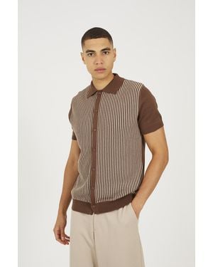 Brave Soul Knitted Short Sleeve Shirt - Natural