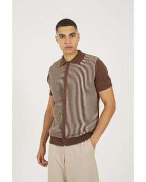 Brave Soul Knitted Short Sleeve Shirt - Natural