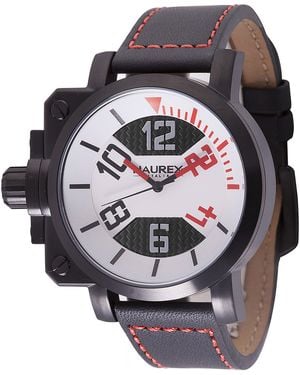 Hourex Haurex Italy:Gun Watch Steel Case, Dial, With Leather Strap - Grey