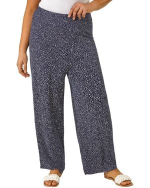 Roman Curve Abstract Spot Print Palazzo Trouser - Blue