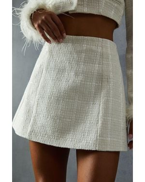 MissPap Boucle High Waist A-Line Mini Skirt - Grey