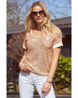 Sosandar Sequin Front Relaxed T-Shirt Jersey - Metallic