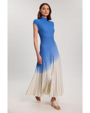 Karen Millen Ombre Knit High Neck Sleeveless Maxi Dress - Blue