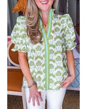 Azura Exchange Bloemenprint Bies V-hals Top - Groen