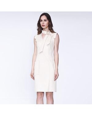 Smart & Joy Stretch Suede Jurk - Wit