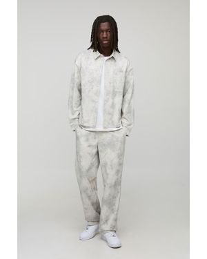BoohooMAN Regular Embroidered Stretch Overshirt - Grey