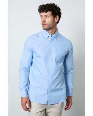 MAINE Oxford Long Sleeve Shirt Cotton - Blue