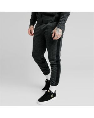 SIKSILK Plaid Slim Cut Regular Fit Joggers - Black