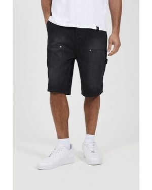 Brave Soul Loose Fit Denim Carpenter Shorts - Blue