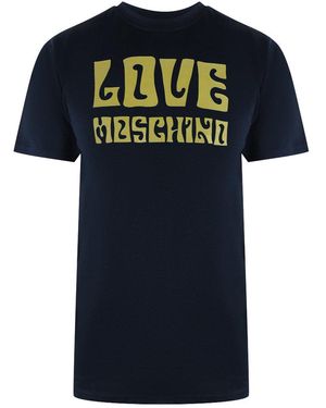 Moschino Love T-Shirt Groovy Logo Cotton - Blue