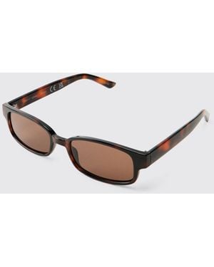 BoohooMAN Tortoiseshell Rectangular Sunglasses - White