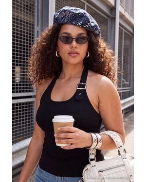 Trendyol Effen Mouwloos Getailleerd Grote Maten Blouses - Zwart