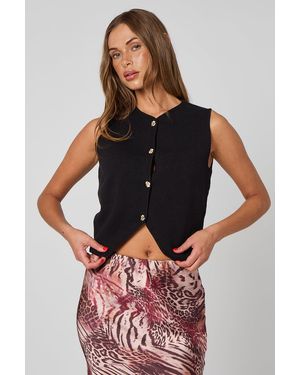 Urban Bliss Button Front Vest - Black