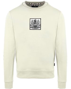 Aquascutum Crew Neck Ribbed Collar Long Sleeve Sweatshirt - White
