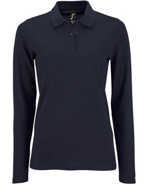 Sol's Ladies Perfect Long Sleeve Pique Polo Shirt (French) - Blue