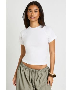 Boohoo Raglan Sleeve Fitted T-Shirt - White