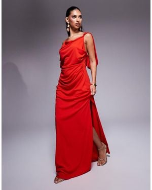 ASOS Premium Slinky Cowl Neck Maxi Dress - Red