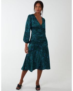 Blue Vanilla Wrap Front Midi Dress - Blue