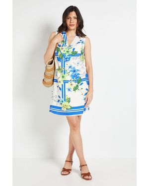 Wallis Tropical Sleeveless Shift Dress - Blue