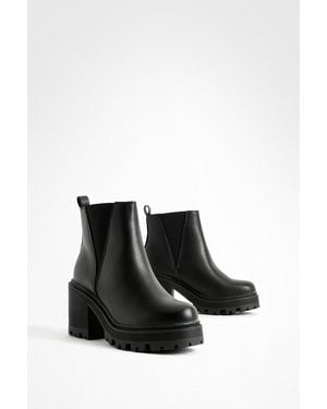 Boohoo Wide Fit Chunky Block Heel Chelsea Boots - Black