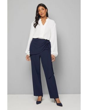 Wallis Wrap Tie Tapered Trouser - Blue