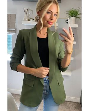 Femme Luxe Long Sleeve Pocket Blazer - Green