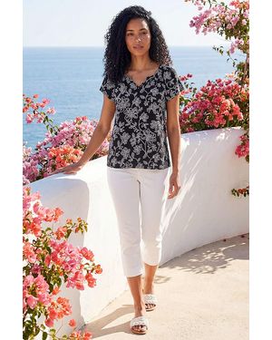 Roman Textured Print V-Neck Vest Top - Black