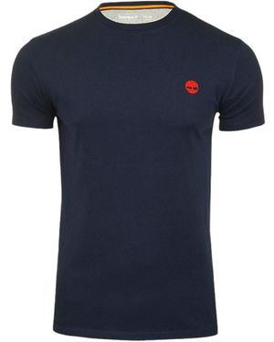 Timberland T Shirt Crew Neck Short Sleeve Summer Cotton Tee Casual Top - Blue