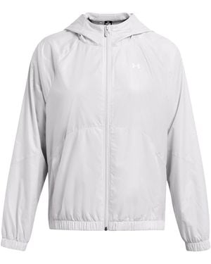 Under Armour Rival Sport Water Resistant Wind Long Sleeve Hooded Oversized Fit Windbreaker - Grey