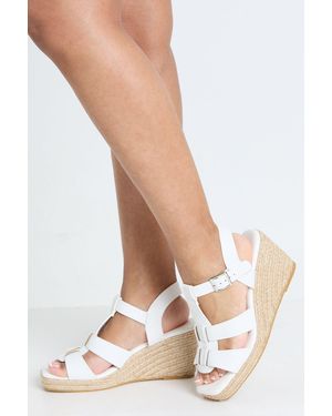 Boohoo Extra Wide Fit T Bar Strappy Wedges - White