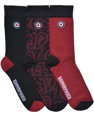 Lambretta Paisley Socks (Pack Of 3) /Wine) - Red