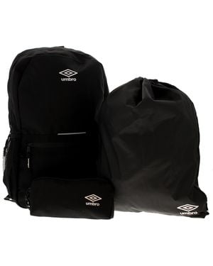 Umbro School Backpack Gym Bag Pencil Case Axis Back To Set Textile - Black