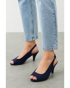 Good for the Sole Wide Fit Evelyn Peep Toe Sling Back Heeled Sandals - Blue