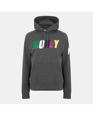 Money Embroidered Hooded Neck Long Sleeve Sweatshirt - Grey