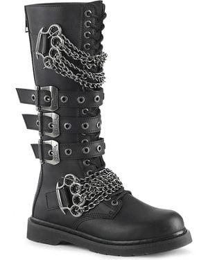 Demonia Bolt 450 Vegan Leather Gothic Boots - Black