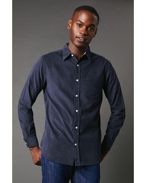 MAINE Corduroy Long Sleeve Shirt - Blue