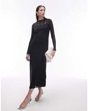 TOPSHOP Jersey Ladder Detail Long Sleeve Maxi Dress - Blue