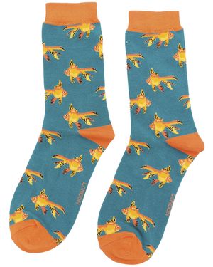 Miss Sparrow 1 Pack Ladies Novelty Animal Patterned Bamboo Socks - Blue