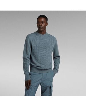 G-Star RAW G-Star Raw Cable Knitted Jumper - Blue