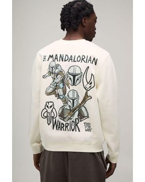 BoohooMAN Oversized Mandalorian Warrior License Print Sweatshirt - Grey