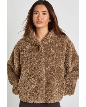 Boohoo Hooded Teddy Jacket - Brown