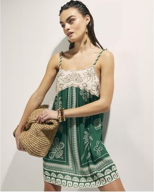 River Island Mini Dress Beaded Beach Viscose - Green