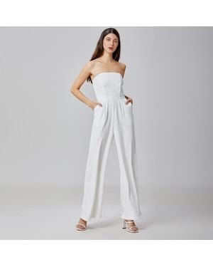 Smart & Joy Minimalistische Bustier Jumpsuit - Wit