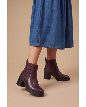 Faith Lauren Faux Leather High Block Heel Ankle Boots - Blue
