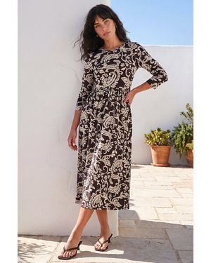 Roman Leaf Print Pocket Dress - Multicolour