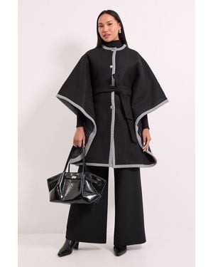 Wallis Principles By Contrast Cape Coat - Black