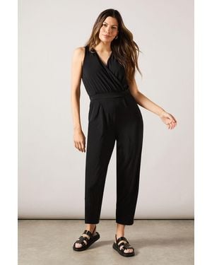Wallis Jersey Wrap Jumpsuit - Black
