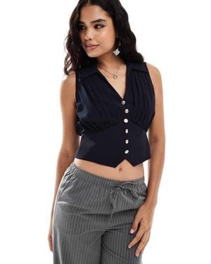 Morgan Tailored Button Detail Waistcoat - Blue